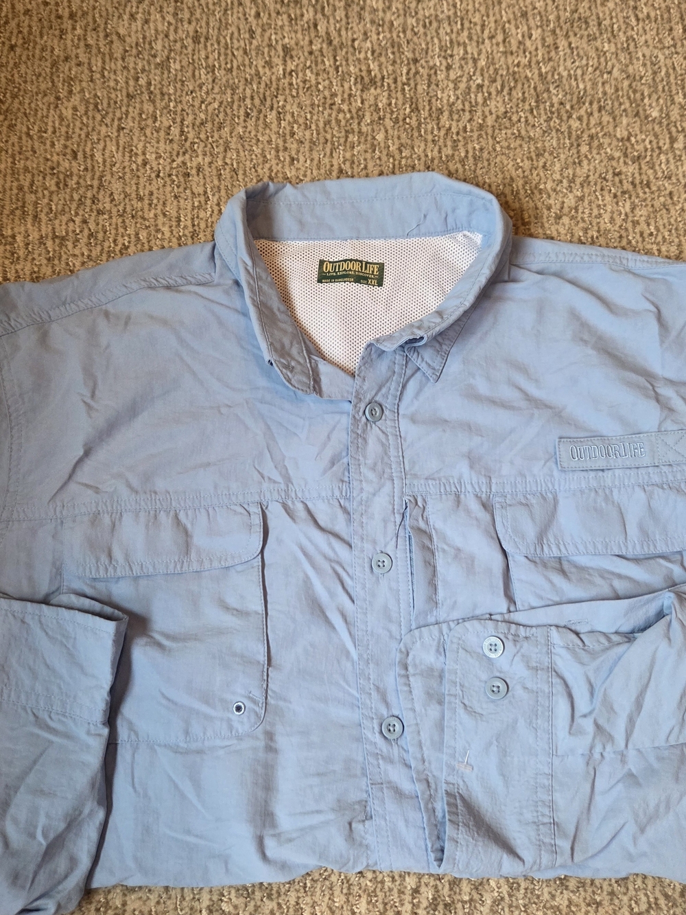 Outdoor Life XXL Men’s Pale Blue Lightweight Long Sleeve Shirt